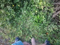 Pissing in Public. Taking a piss on my walk through the park.