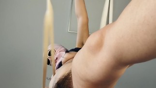 Amateur massage with vibrator, naked brunette. Hairy latina vulva, big tits, big ass.