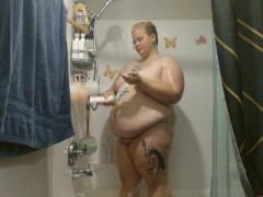 Soapy shower time while husbands away