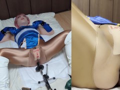 春麗コス男の娘、ピストンマシンで機械セックス。チクニー。フィーメールマスク女装。 - Screenshot 6 of 16 - Machine Sex