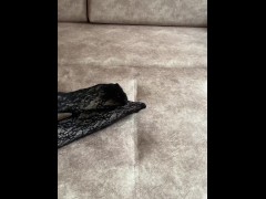 Gentle caresses of my legs in nylon socks