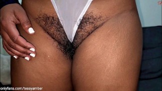 Playing with Her Extremely HAIRY PUSSY and Shaking Her Thick BOOTY got the Cameraman Exited