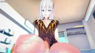 POV Hentai Footjob from Cecilia Schariac from Honkai Impact