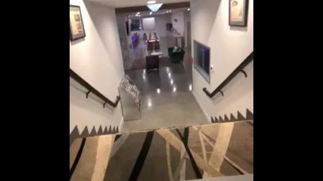 Risky Jack off at hotel door to front desk worker