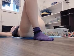 Sexy milf, hairy pussy, big ass, vacuum cleaner. Amateur wife carrot in pussy.