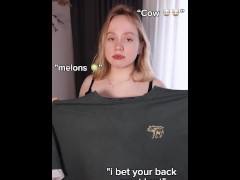 plus size girl shows her big boobs in black bra