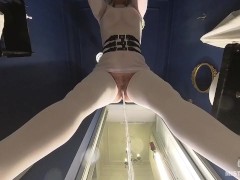 You became a toilet for Mistress in white stockings and high heels and she ready to piss on you now