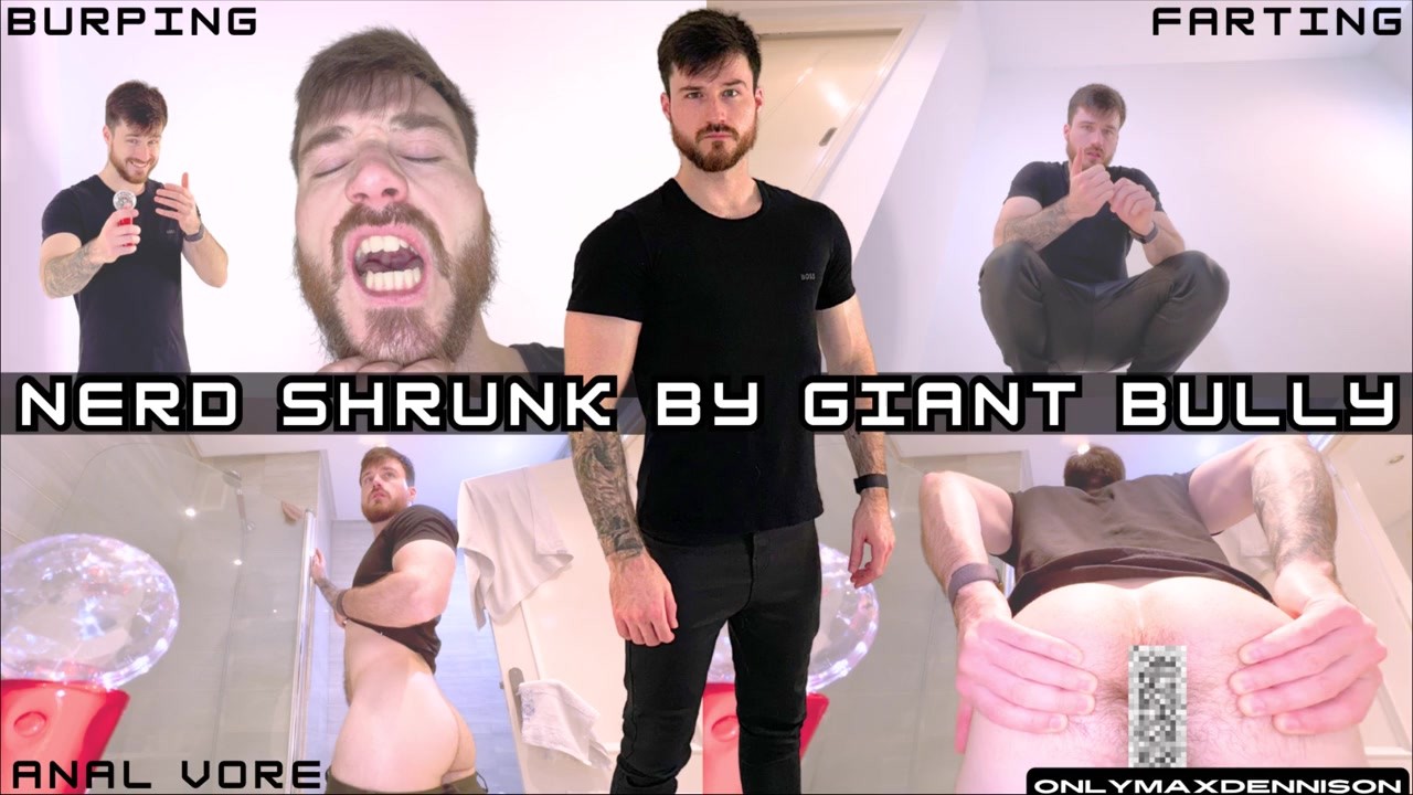Nerd rimpicciolito da un bullo gigante che rutta scoreggia e vore anale