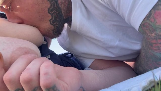 Having his feed discreetly out on a walk