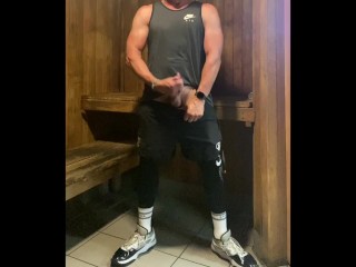JockDad87 Edges his Big Cock in the Sauna again