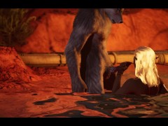 Romantic night bath with Werewolf in magic pond, nice chill, blowjob, facial and boobjob