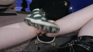 I Cum On Myself After Slapping My Balls With My Own Sneaker