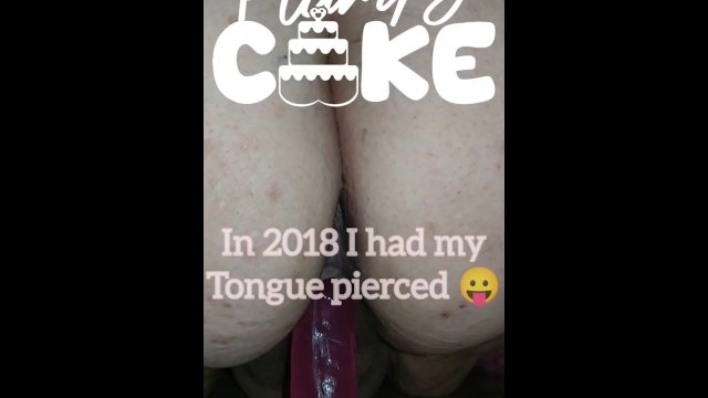 BBW rides HUGE pink dildo in pink bodysuit