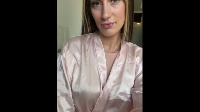 Hot British MILF in robe teases and makes you cum