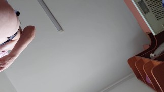 Amateur hairy brunette, big tits, sensual hairy woman in the kitchen.