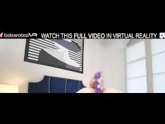 Solo girl,Lorin masturbates at home with har favorite purple toy in VR.