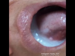 Me swallowing big cum load cumshot
