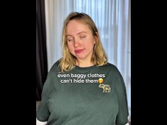 chubby girl dancing in oversized t-shirt