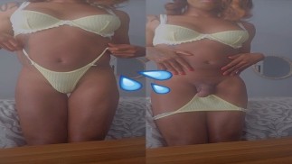 Trans girl bikini cumshot