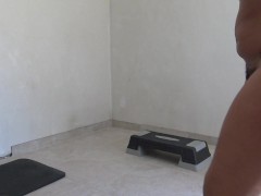 50 year old hairy nudist milf working out completely naked