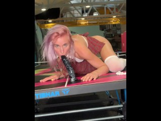 Suck Dildo on the Billiard Table