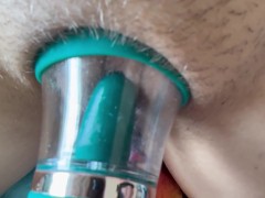 Clit suction licking toy makes my hairy pussy gush, I’m so wet for you