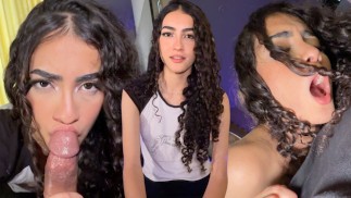 Beautiful 18-year-old Latina nervously records her first sextape for her profile.