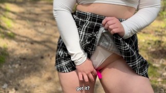 Fucked a schoolgirl with a big ass in the woods.She wants to suck cock and cum on her tongue