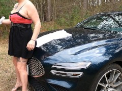 Fucked Doggystyle then On the Hood of a Genesis G70 with Penny Pupils