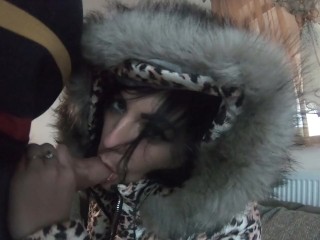 MilfyCalla Face Fucking and Cumming over my Glossy Puffer Jacket Linner