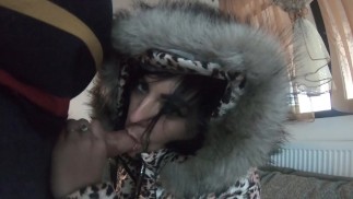 MilfyCalla face fucking and Cumming over my Glossy Puffer Jacket linner