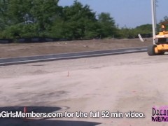 Coed Cutie Bares Her Big Natural Tits In A Public Park