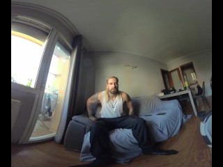 8K VR180 - Соло мужчина JOI, сидение на лице от первого лица и поддразнивание петуха - полный на FH & OF
