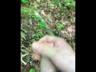 Was so Horny had to go off the Hiking Trail. Huge Cumshot on Tree