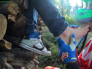 Take off DC Shoes of Blond Teen Boy