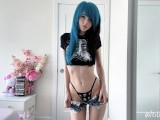 Cute Edgy Emo Girl Strips and Shows Off Her Perfect Natural Tits!