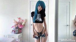 Cute Edgy Emo Girl Strips and Shows Off Her Perfect Natural Tits!
