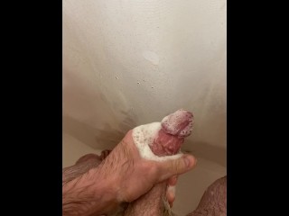 Soaping up my Hard Cock in the Shower.