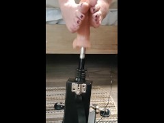 Big white cock getting a foot job from my huge lubed up clean soles ( fuck machine) dildo