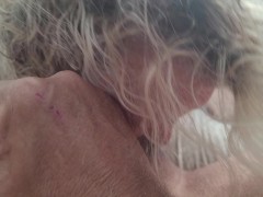 Sucking and licking my husband's balls and cock