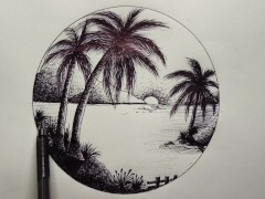 Circle Scenery in Scribble Art