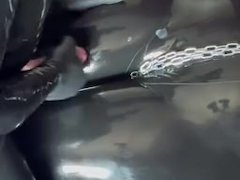Latex catsuit masturbation