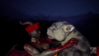 Furry kiss and fuck romantic Succubus in Thunderstorm
