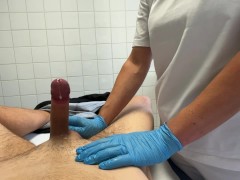 Medical cock milking - nurse jerks off the sperm 5 times in a row
