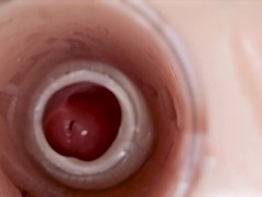 Camera inside deep pussy captures huge ejaculation of sperm