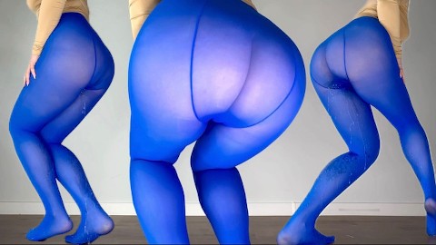 Desperate Pee in Blue Pantyhose / Girl Wetting Herself