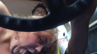 Sucking daddy while he drives