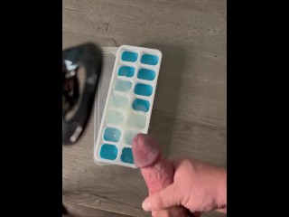 Big Cock Bodybuilder makes Ice Cubes with Ropes of his Cum