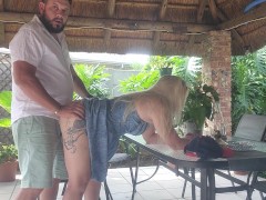 Fucking my neighbours wife outdoor on the patio