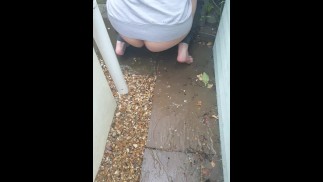 Peeing outside | she was desperate and couldn't hold it any longer